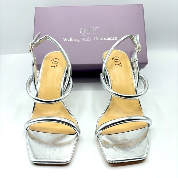 Womens Strappy Sandals Open Toe Ankle Strap Heeled Sandals High Heels Size 7 - Picture 8 of 11